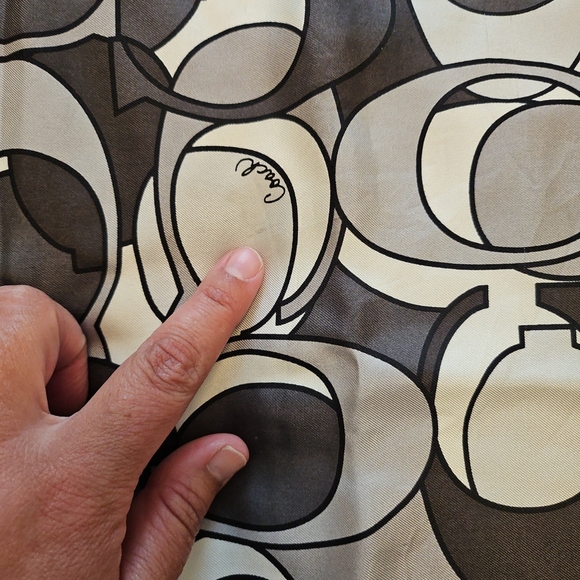 Coach Gray Silk Square Scarf Logo Print - Picture 6 of 6